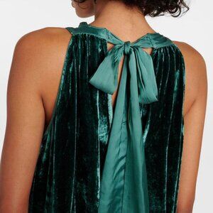 NWT Emerald green velvet backless dress with tie detail